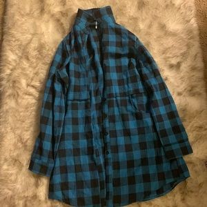 Hotouch-Long Knee Length-Blue and Black-Flannel-M